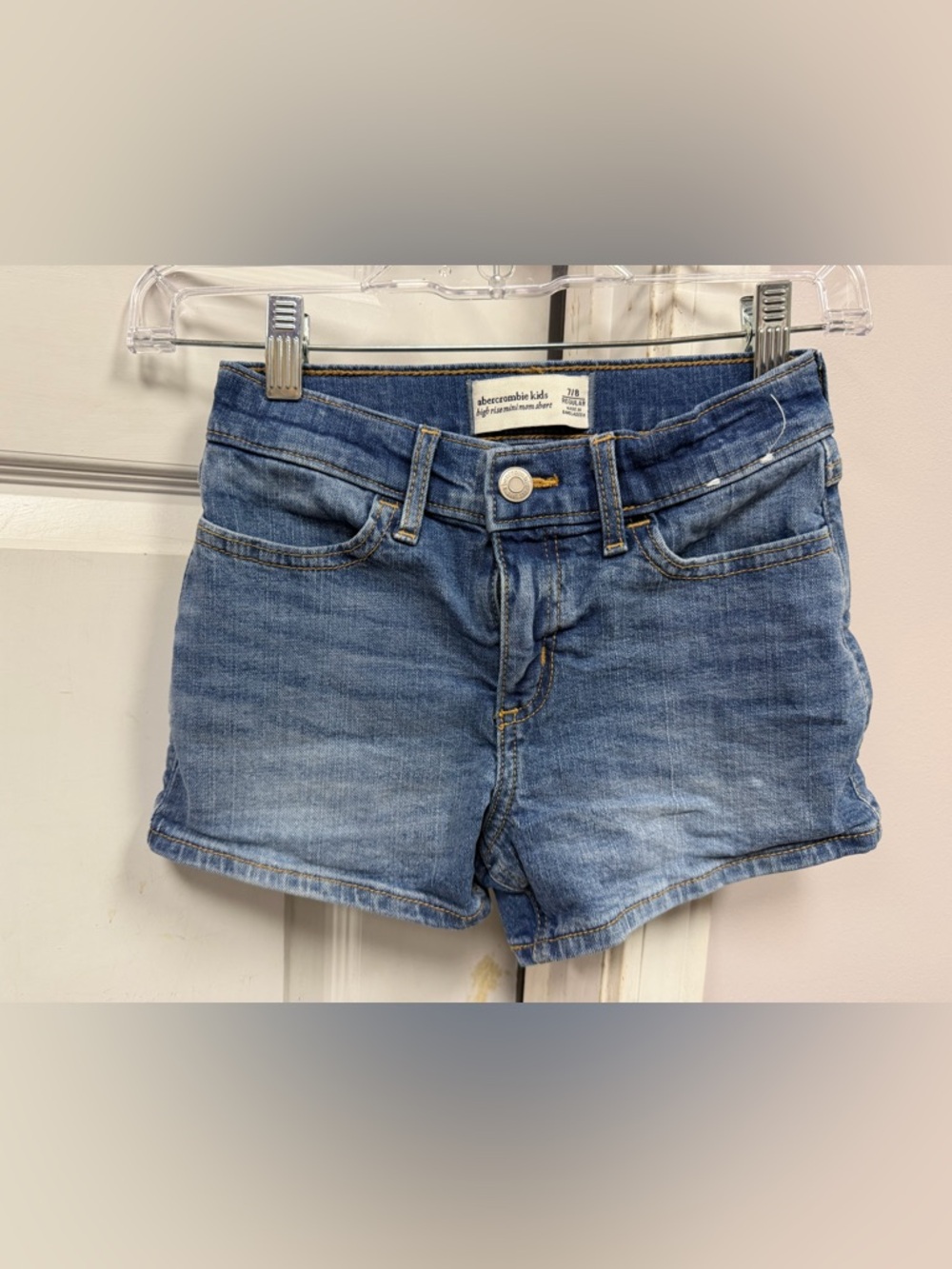 Abercrombie Kids high rise mini mom denim shorts